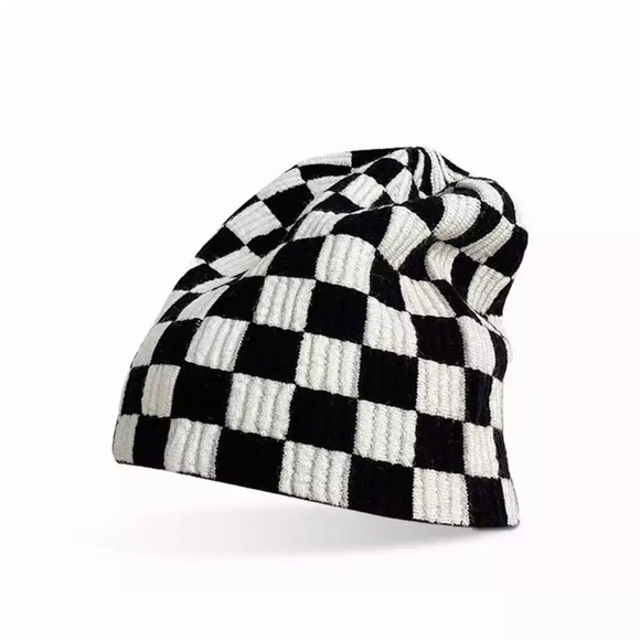 Accessories - Knit Checkered Beanie